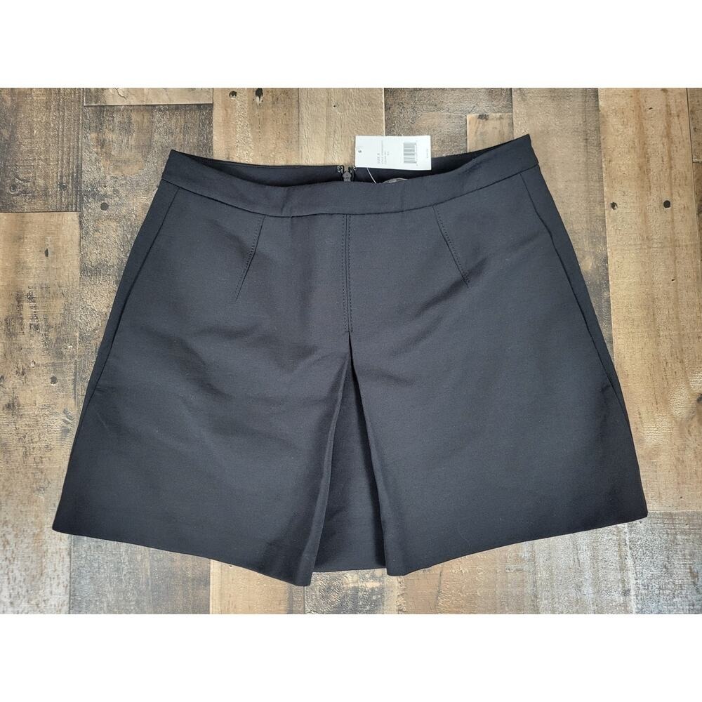 NWT VINCE Inverted Front Pleat‎ Black Mini Skirt Preppy School Girl Womens 8